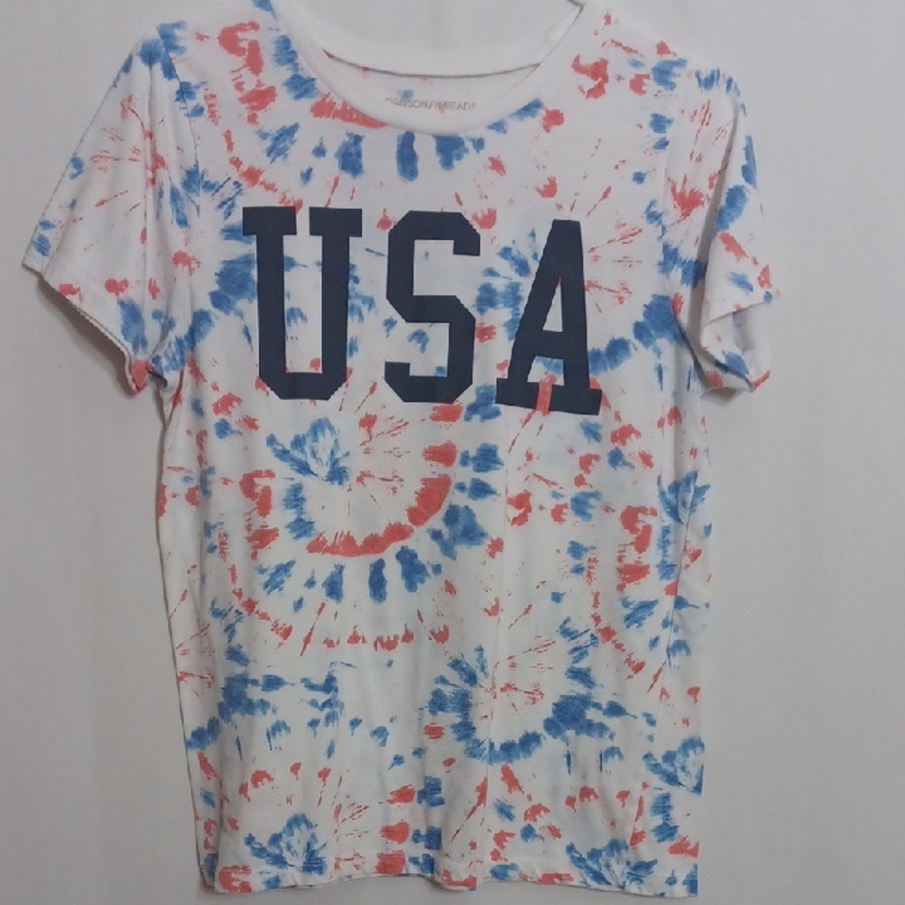 Grayson Threads Red and Blue Tie-Dye USA Tee